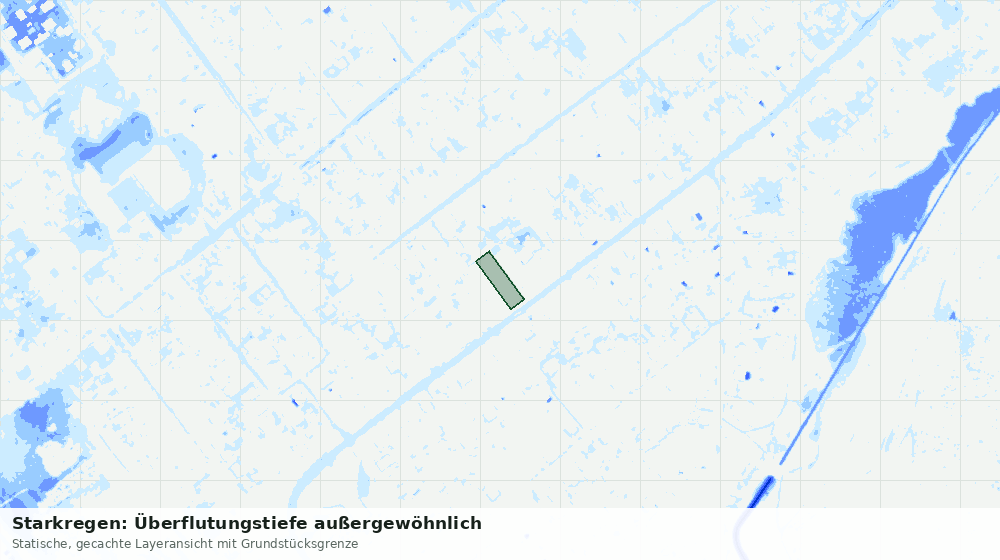 Statische Kartenansicht: Starkregen: Überflutungstiefe außergewöhnlich
