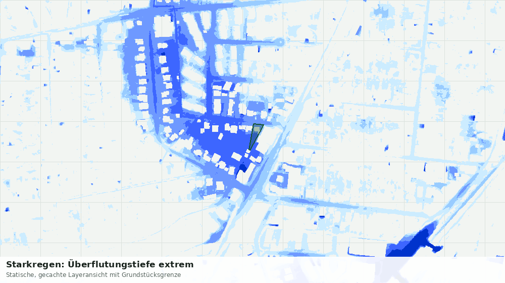 Statische Kartenansicht: Starkregen: Überflutungstiefe extrem