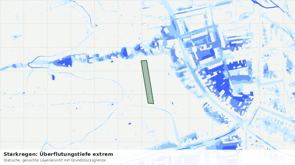 Statische Kartenansicht: Starkregen: Überflutungstiefe extrem