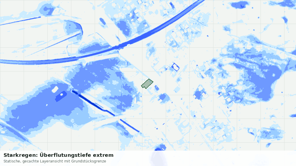 Statische Kartenansicht: Starkregen: Überflutungstiefe extrem