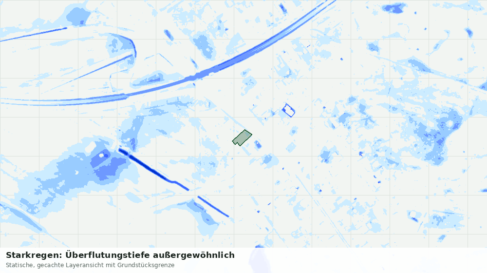 Statische Kartenansicht: Starkregen: Überflutungstiefe außergewöhnlich