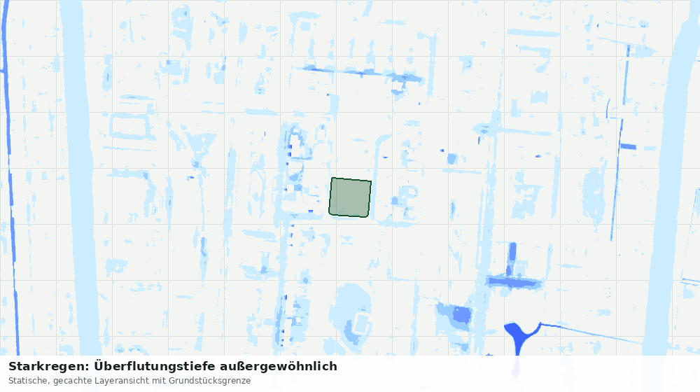 Statische Kartenansicht: Starkregen: Überflutungstiefe außergewöhnlich