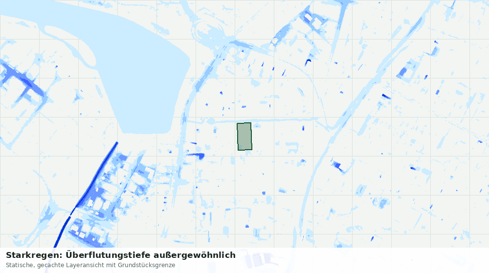 Statische Kartenansicht: Starkregen: Überflutungstiefe außergewöhnlich