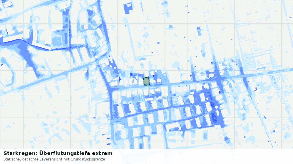 Statische Kartenansicht: Starkregen: Überflutungstiefe extrem