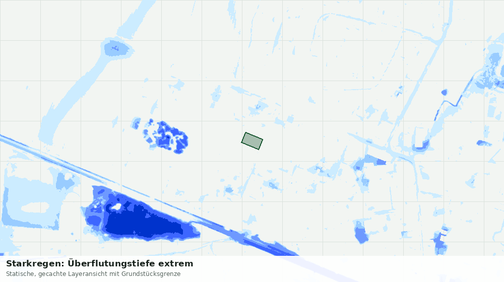 Statische Kartenansicht: Starkregen: Überflutungstiefe extrem