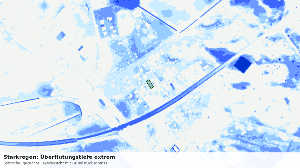 Statische Kartenansicht: Starkregen: Überflutungstiefe extrem