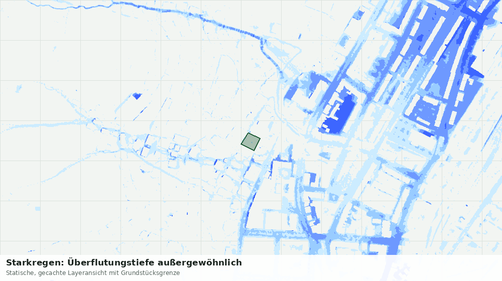 Statische Kartenansicht: Starkregen: Überflutungstiefe außergewöhnlich
