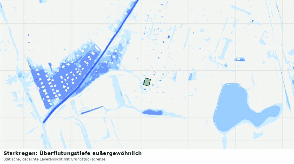 Statische Kartenansicht: Starkregen: Überflutungstiefe außergewöhnlich