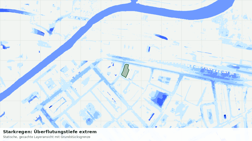 Statische Kartenansicht: Starkregen: Überflutungstiefe extrem
