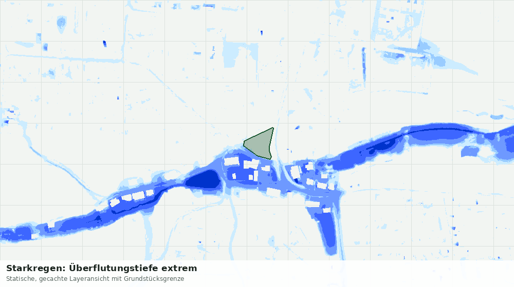 Statische Kartenansicht: Starkregen: Überflutungstiefe extrem
