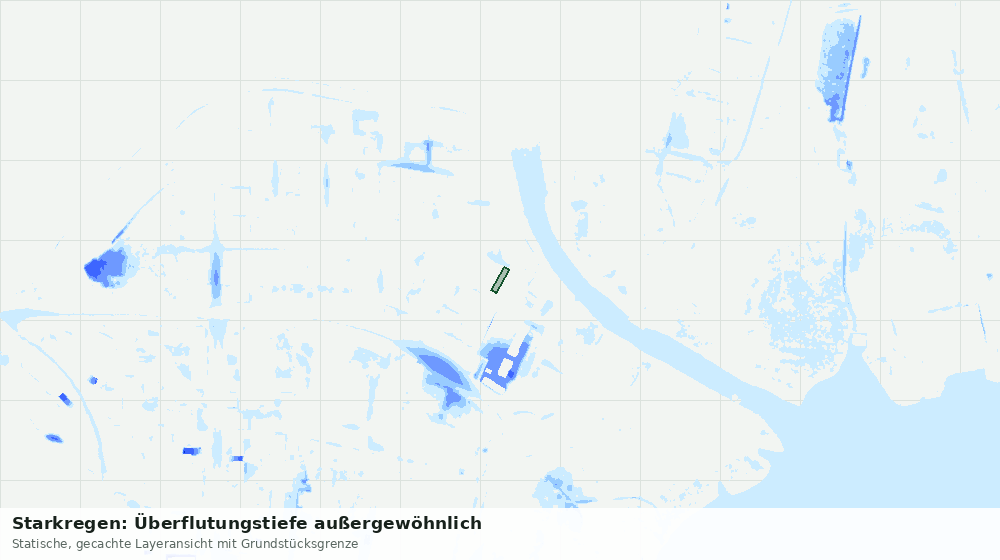 Statische Kartenansicht: Starkregen: Überflutungstiefe außergewöhnlich