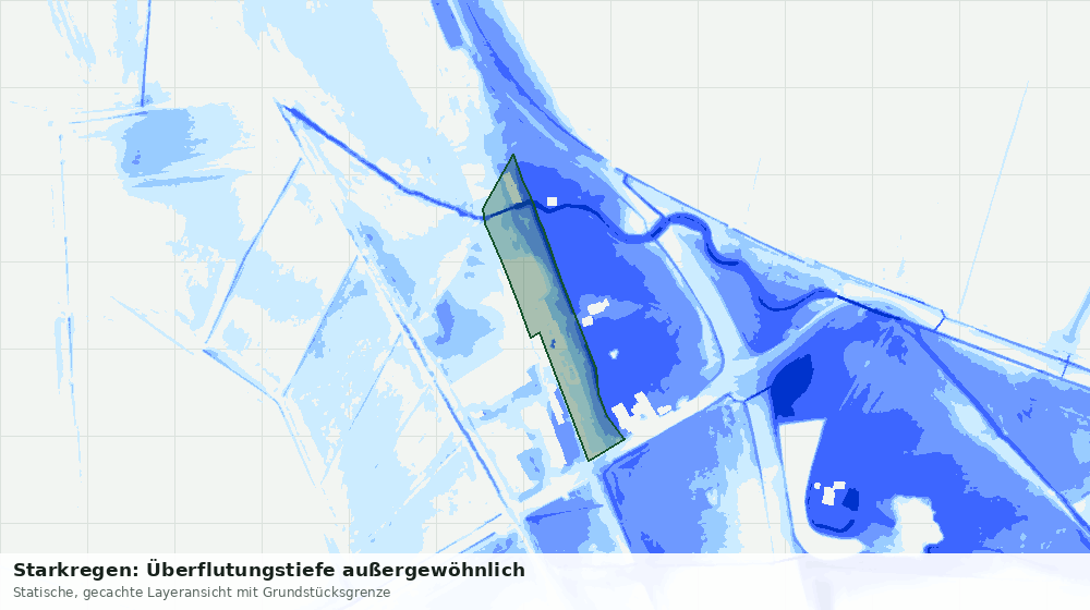 Statische Kartenansicht: Starkregen: Überflutungstiefe außergewöhnlich