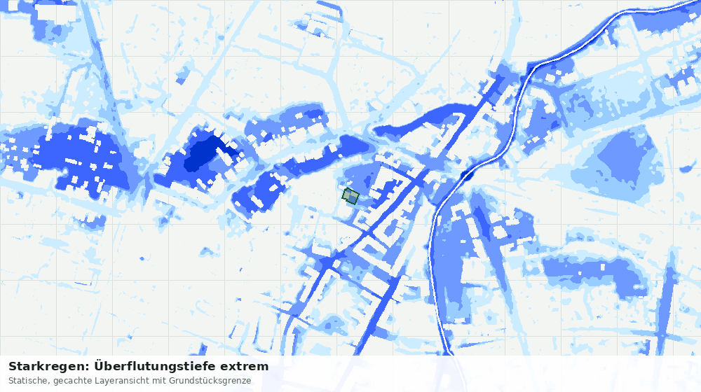 Statische Kartenansicht: Starkregen: Überflutungstiefe extrem