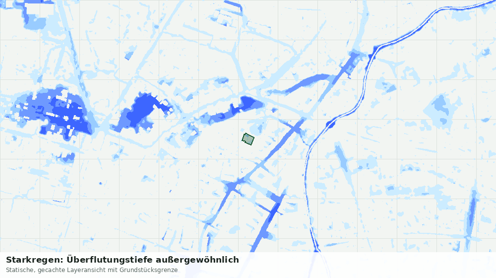 Statische Kartenansicht: Starkregen: Überflutungstiefe außergewöhnlich