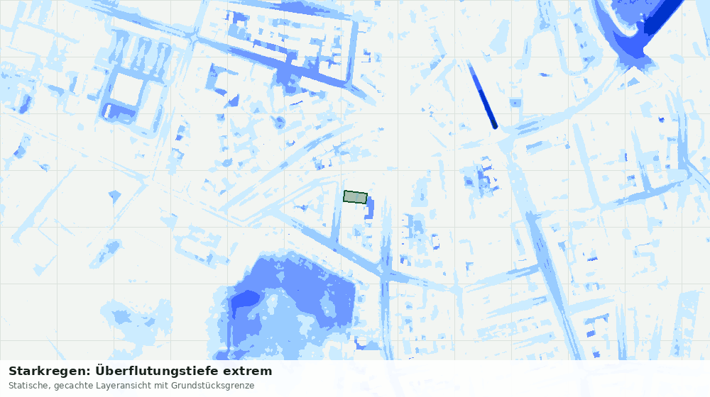 Statische Kartenansicht: Starkregen: Überflutungstiefe extrem