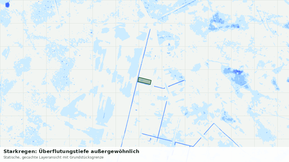 Statische Kartenansicht: Starkregen: Überflutungstiefe außergewöhnlich