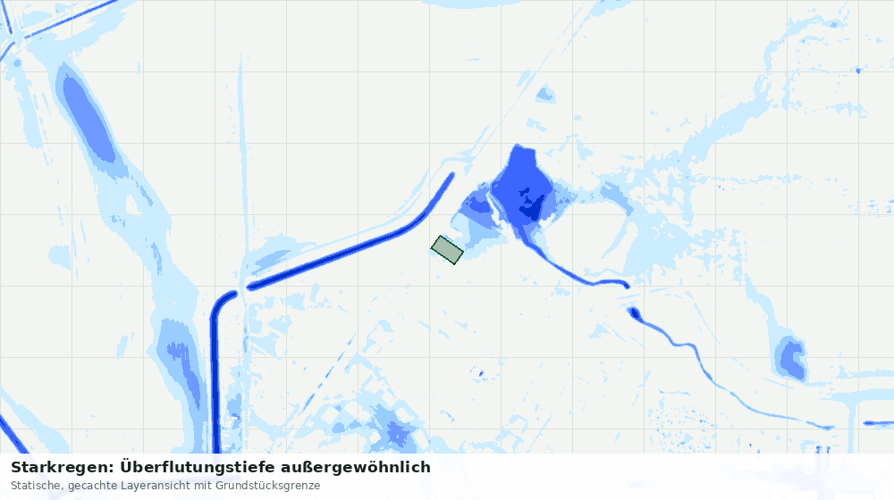 Statische Kartenansicht: Starkregen: Überflutungstiefe außergewöhnlich