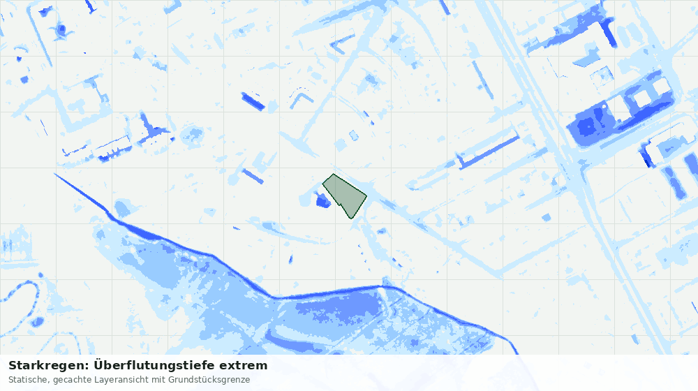 Statische Kartenansicht: Starkregen: Überflutungstiefe extrem