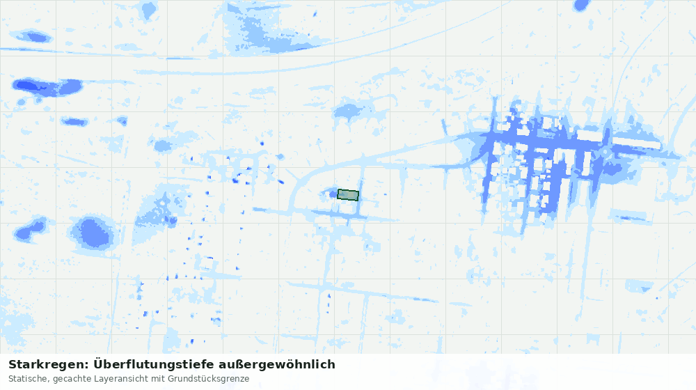 Statische Kartenansicht: Starkregen: Überflutungstiefe außergewöhnlich
