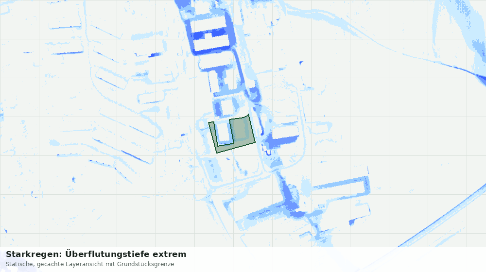 Statische Kartenansicht: Starkregen: Überflutungstiefe extrem