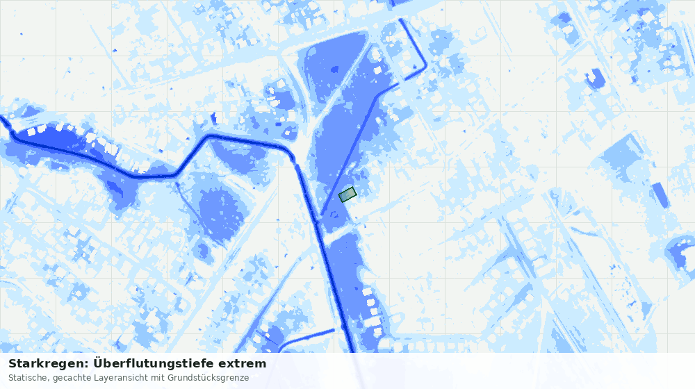 Statische Kartenansicht: Starkregen: Überflutungstiefe extrem
