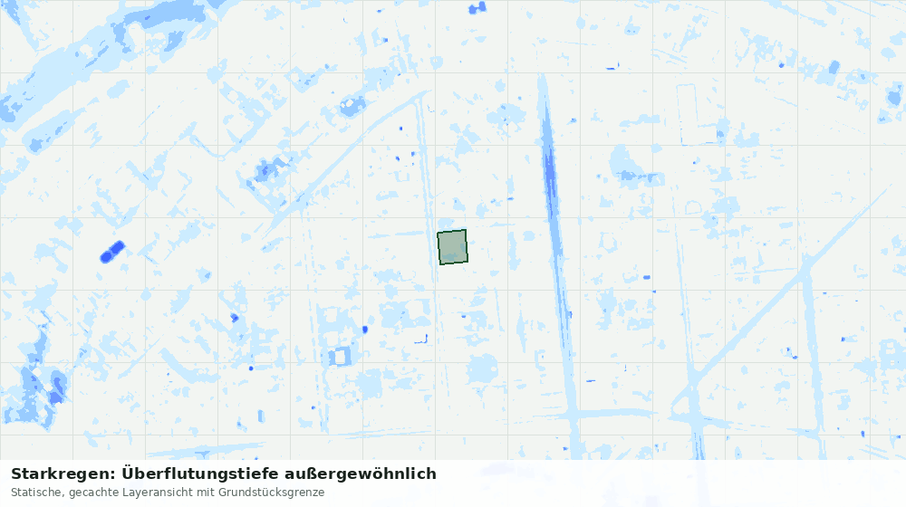 Statische Kartenansicht: Starkregen: Überflutungstiefe außergewöhnlich