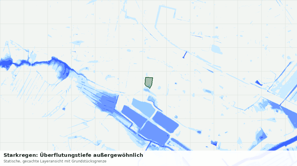 Statische Kartenansicht: Starkregen: Überflutungstiefe außergewöhnlich