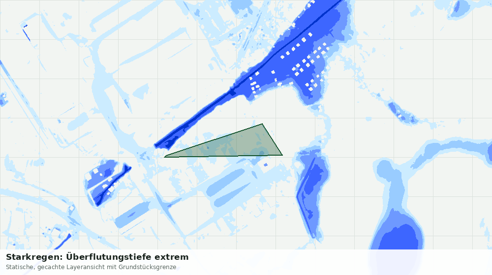 Statische Kartenansicht: Starkregen: Überflutungstiefe extrem