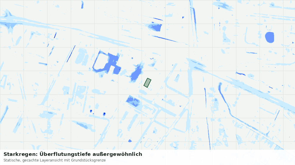 Statische Kartenansicht: Starkregen: Überflutungstiefe außergewöhnlich