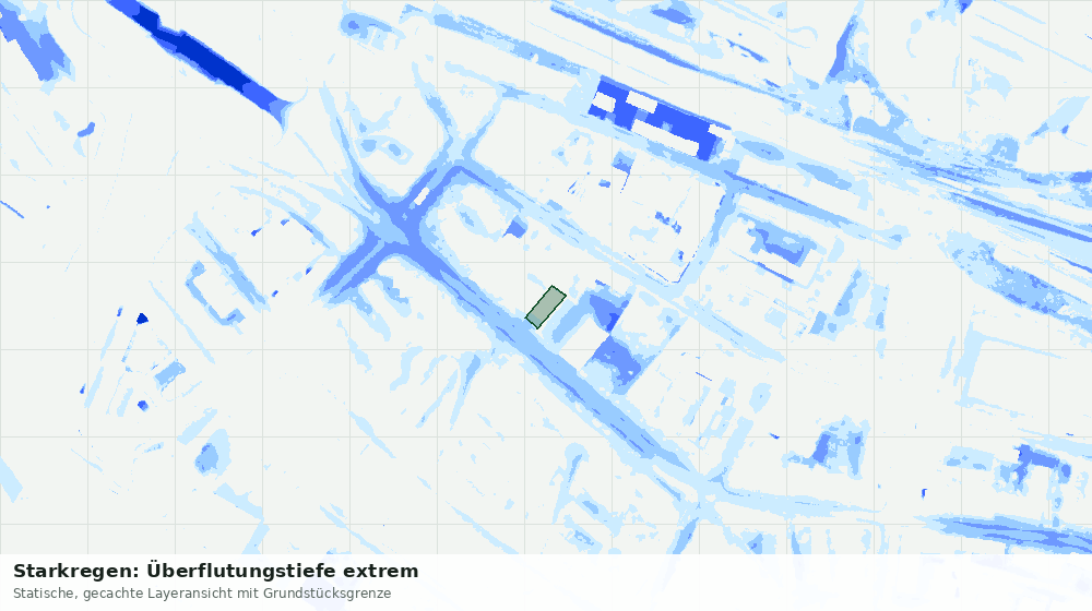 Statische Kartenansicht: Starkregen: Überflutungstiefe extrem