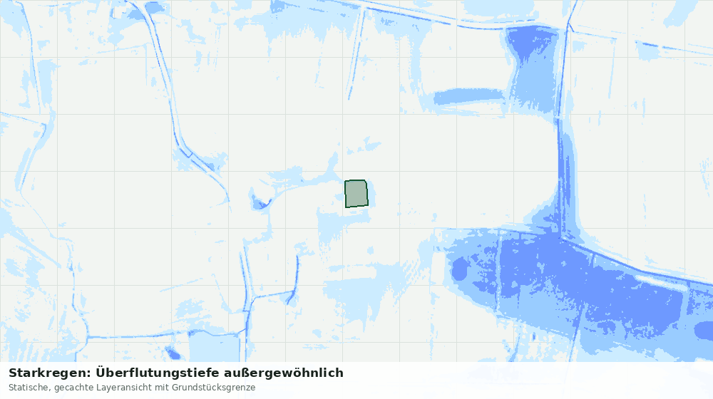 Statische Kartenansicht: Starkregen: Überflutungstiefe außergewöhnlich