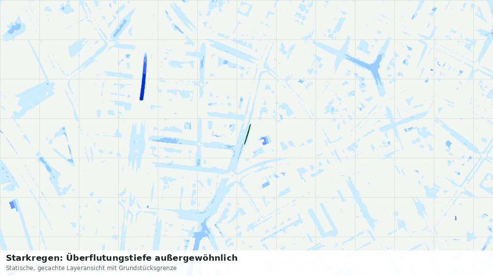Statische Kartenansicht: Starkregen: Überflutungstiefe außergewöhnlich