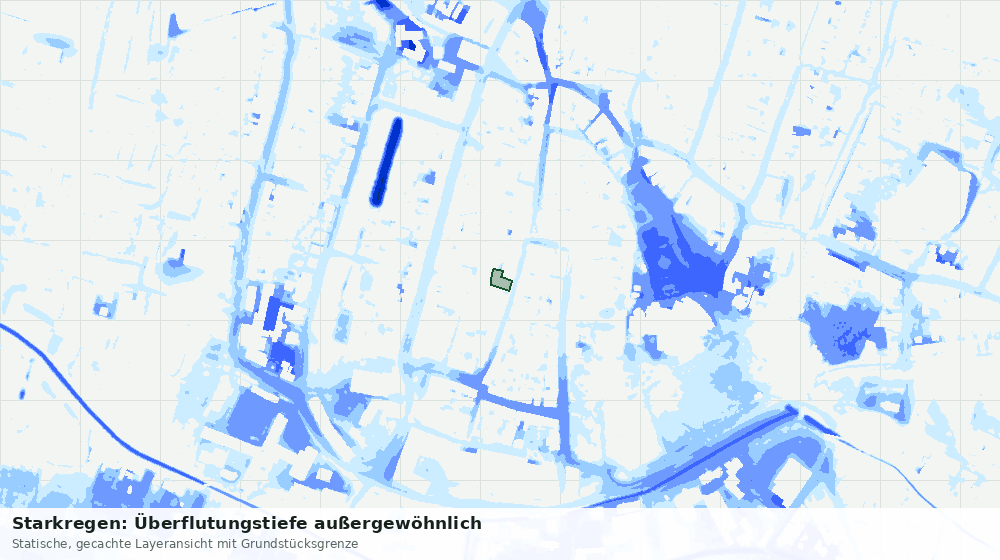 Statische Kartenansicht: Starkregen: Überflutungstiefe außergewöhnlich