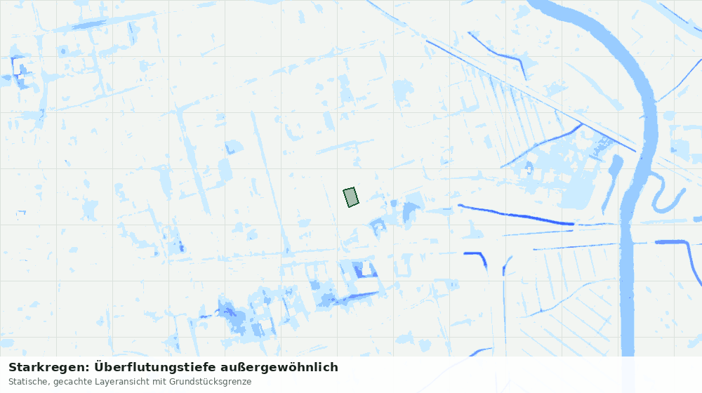 Statische Kartenansicht: Starkregen: Überflutungstiefe außergewöhnlich