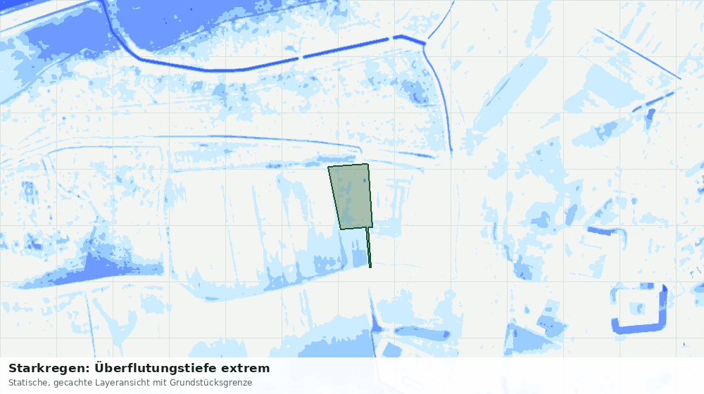 Statische Kartenansicht: Starkregen: Überflutungstiefe extrem
