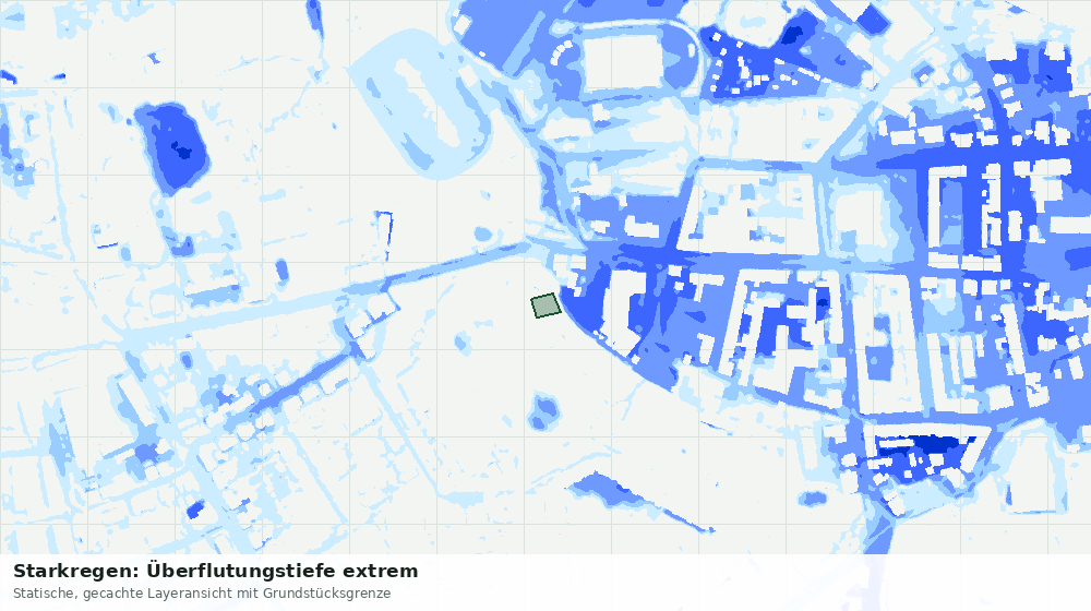 Statische Kartenansicht: Starkregen: Überflutungstiefe extrem