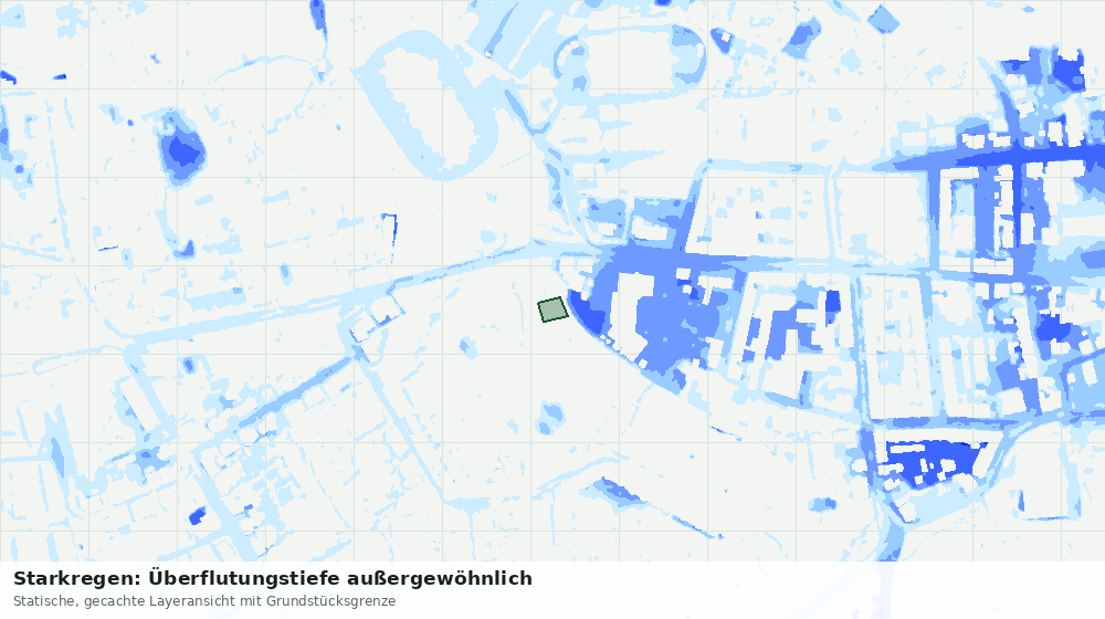 Statische Kartenansicht: Starkregen: Überflutungstiefe außergewöhnlich