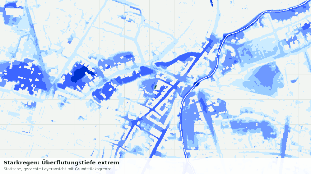 Statische Kartenansicht: Starkregen: Überflutungstiefe extrem