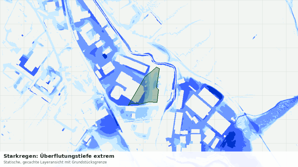 Statische Kartenansicht: Starkregen: Überflutungstiefe extrem