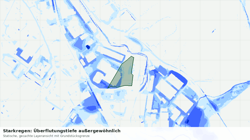 Statische Kartenansicht: Starkregen: Überflutungstiefe außergewöhnlich