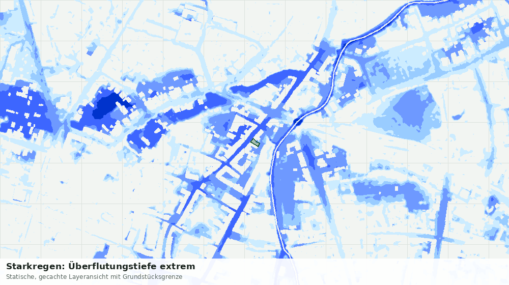 Statische Kartenansicht: Starkregen: Überflutungstiefe extrem