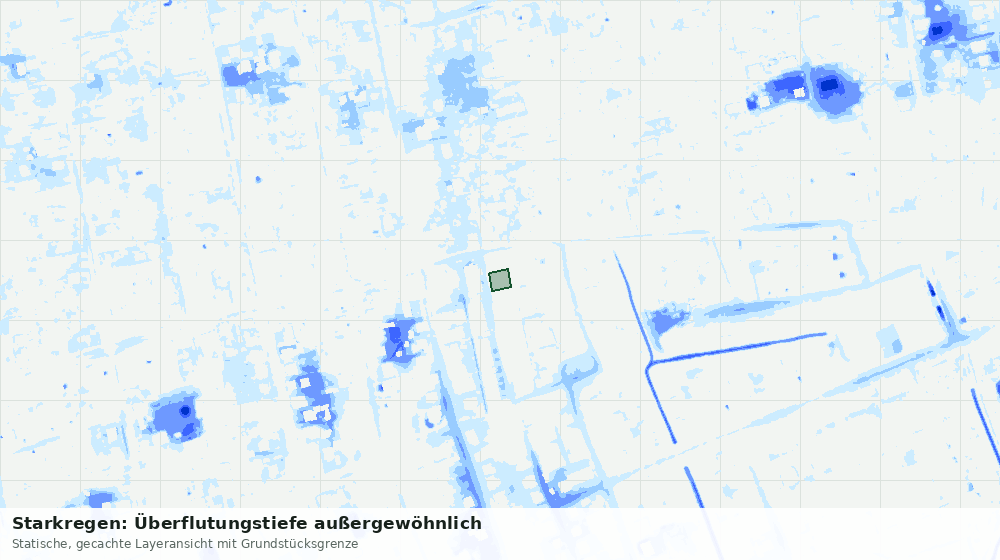 Statische Kartenansicht: Starkregen: Überflutungstiefe außergewöhnlich