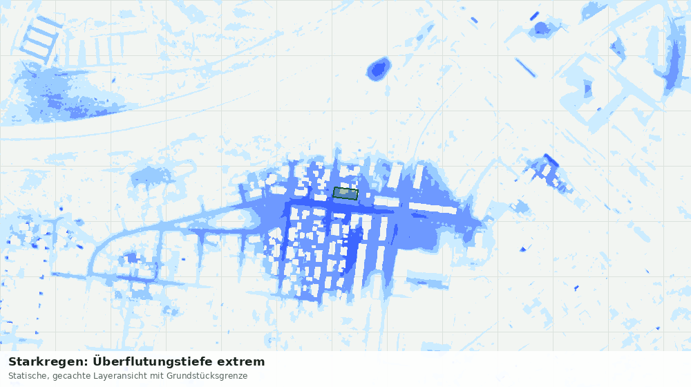 Statische Kartenansicht: Starkregen: Überflutungstiefe extrem