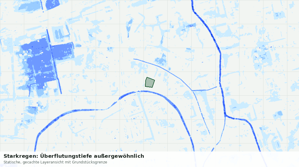 Statische Kartenansicht: Starkregen: Überflutungstiefe außergewöhnlich