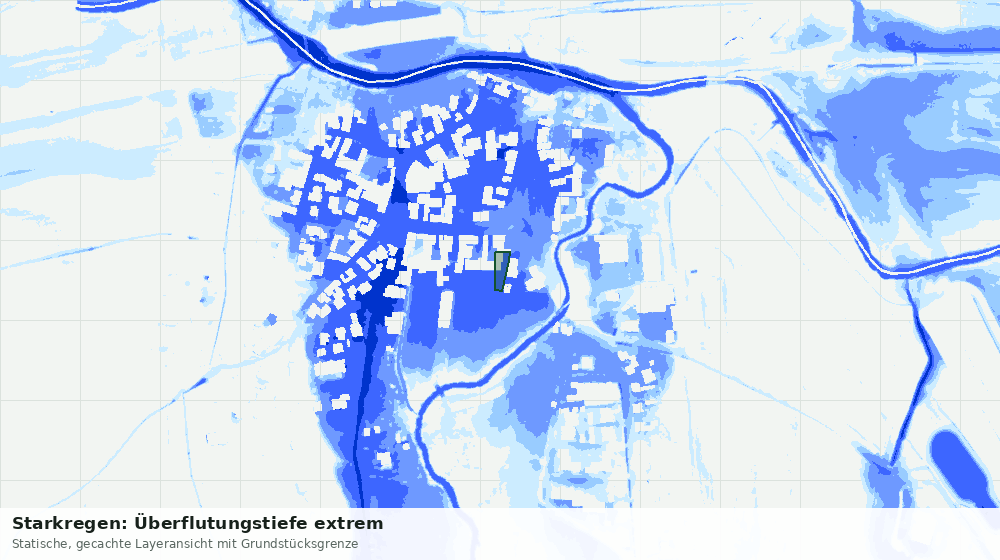 Statische Kartenansicht: Starkregen: Überflutungstiefe extrem