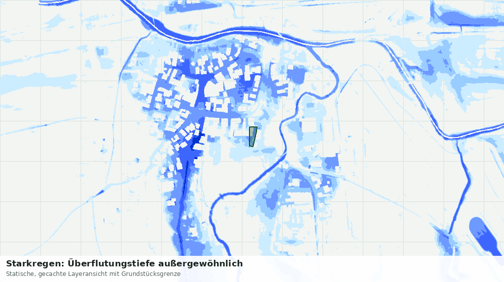 Statische Kartenansicht: Starkregen: Überflutungstiefe außergewöhnlich