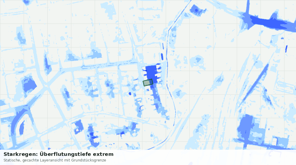 Statische Kartenansicht: Starkregen: Überflutungstiefe extrem