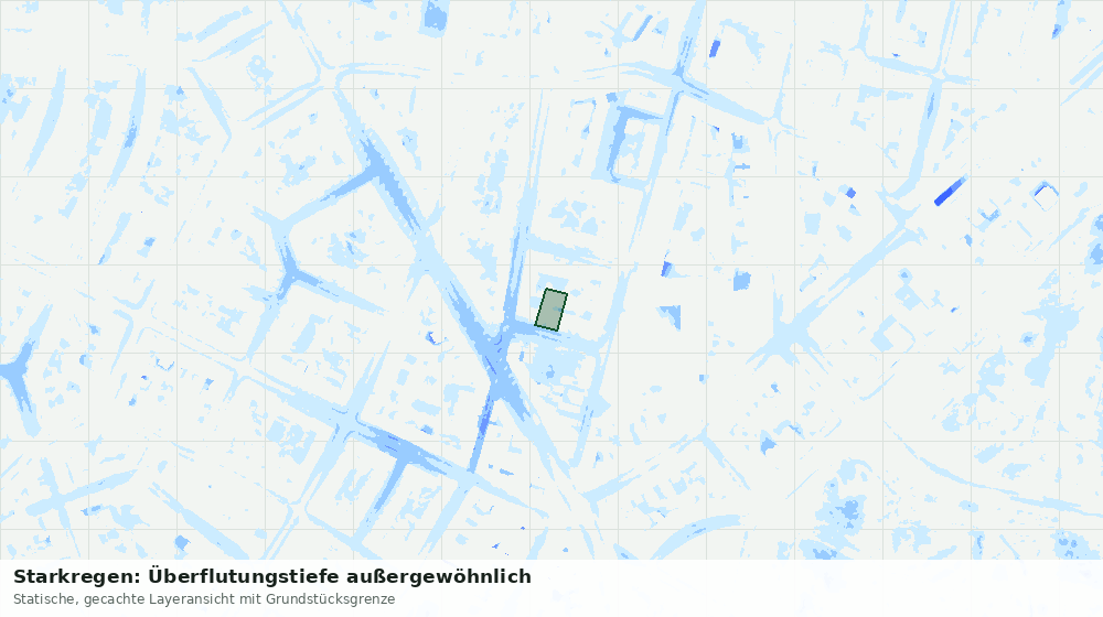 Statische Kartenansicht: Starkregen: Überflutungstiefe außergewöhnlich