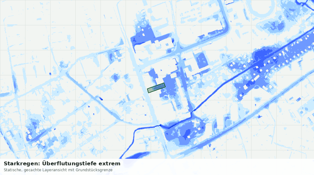 Statische Kartenansicht: Starkregen: Überflutungstiefe extrem