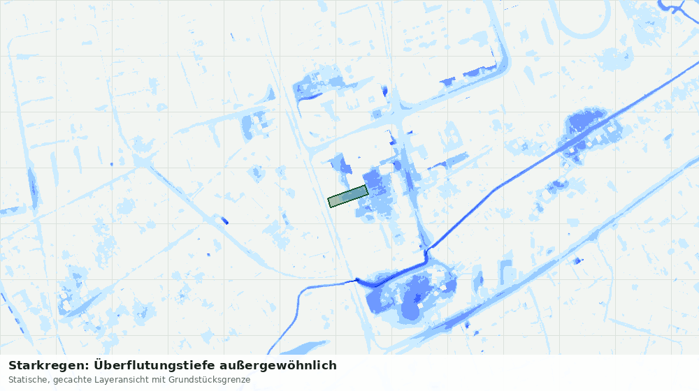 Statische Kartenansicht: Starkregen: Überflutungstiefe außergewöhnlich